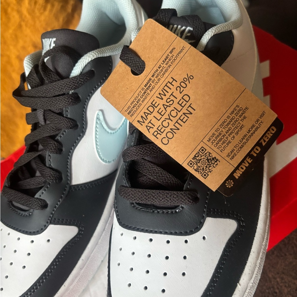Nike Black and White Shoes with Light Blue Swoosh